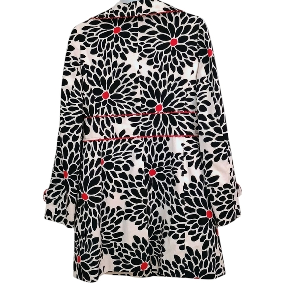 Jennifer Reale Design Long black Red Floral Retro Fabric Blazer Jacket Small - Picture 2 of 9